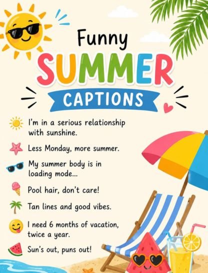 Funny Summer Captions