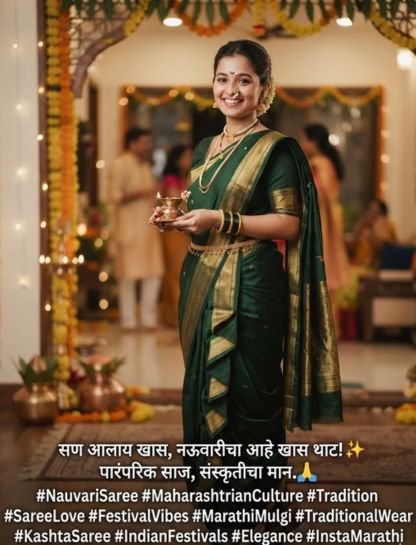 Nauvari Saree Caption for Instagram in Marathi