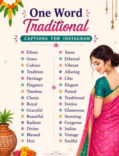 One Word Traditional Captions for Instagram