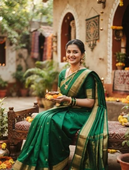 Short Marathi Captions for Saree
