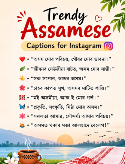 Trendy Assamese Caption for Instagram with Emoji