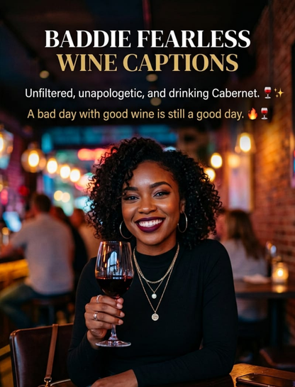 Baddie Fearless Wine Captions for Instagram 😈🍷