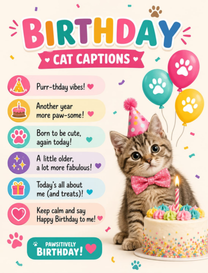 Birthday Cat Captions