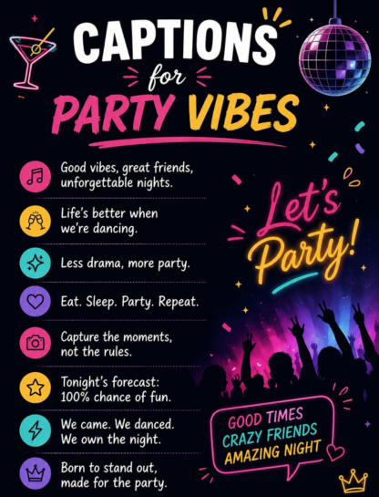 Captions for Party Vibes