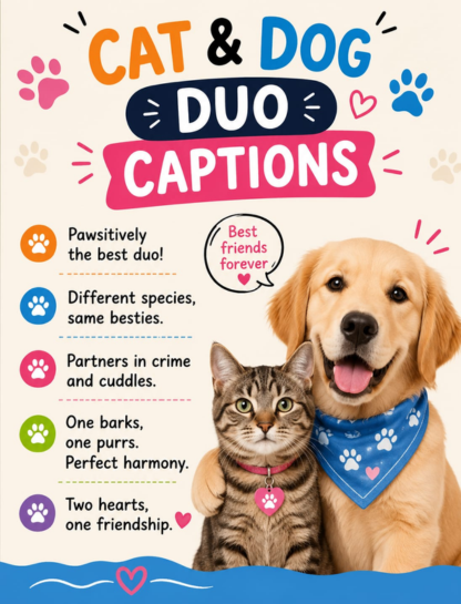 Cat and Dog Duo Captions
