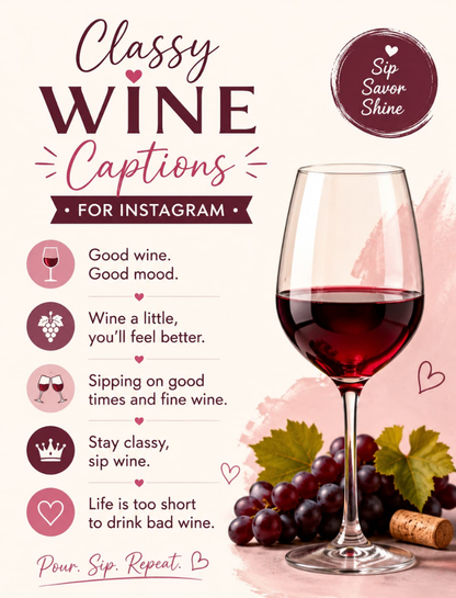 Classy Wine Captions for Instagram 🍷