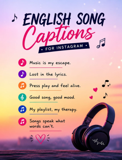English Song Captions for Instagram 🇬🇧