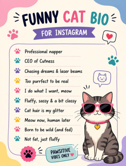Funny Cat Bio for Instagram Style Captions