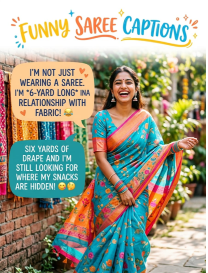 Funny Saree Captions for Photoshoots