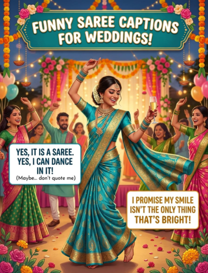 Funny Saree Captions for Weddings