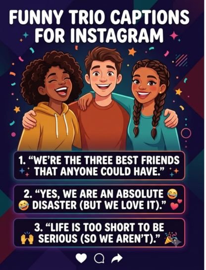 Funny Trio Captions for Instagram
