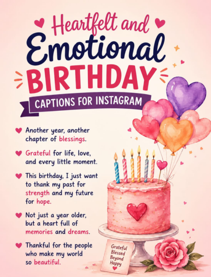 Heartfelt & Emotional Birthday Captions for Yourself
