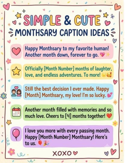 Monthsary Captions Ideas