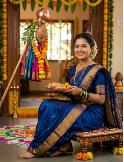 Nauvari Saree Captions for Gudi Padwa