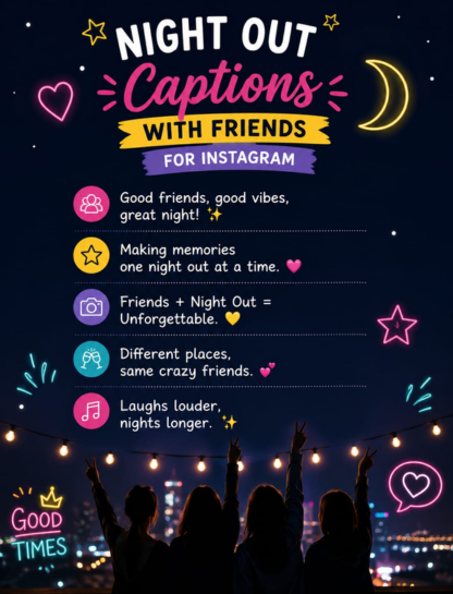 Night Out Captions for Instagram with Friends