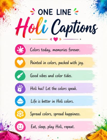 One Line Caption for Holi