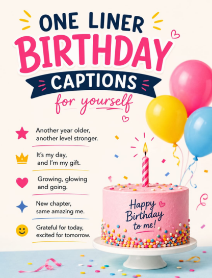One-Liner Birthday Captions for Yourself