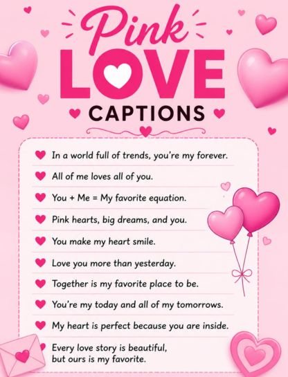 Pink Love Captions