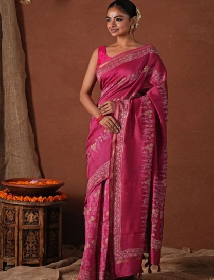 Pink Saree Captions