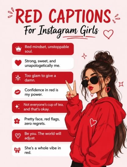 Red Captions for Instagram for Girl