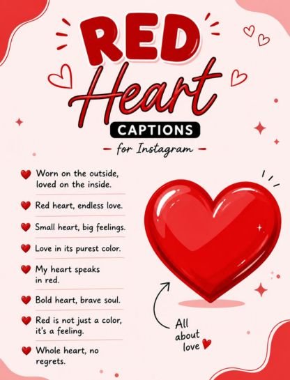 Red Heart Captions for Instagram