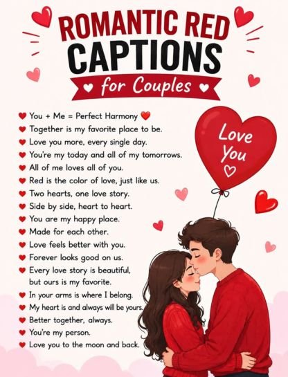 Romantic Red Captions For Couples
