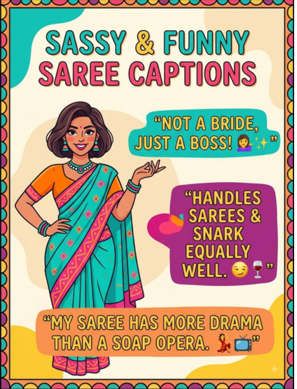 Sassy and Attitude Funny Saree Captions