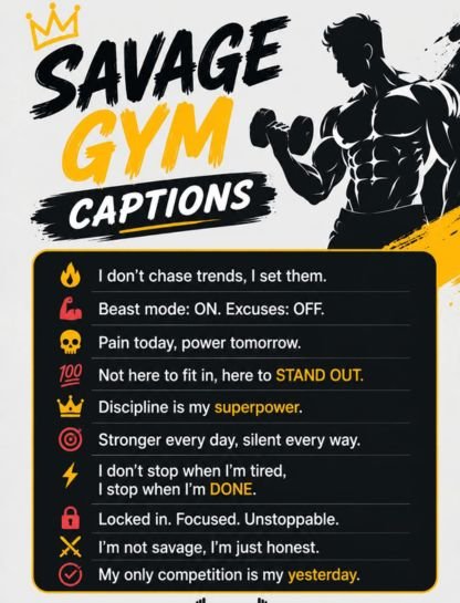 Savage Gym Captions for Instagram