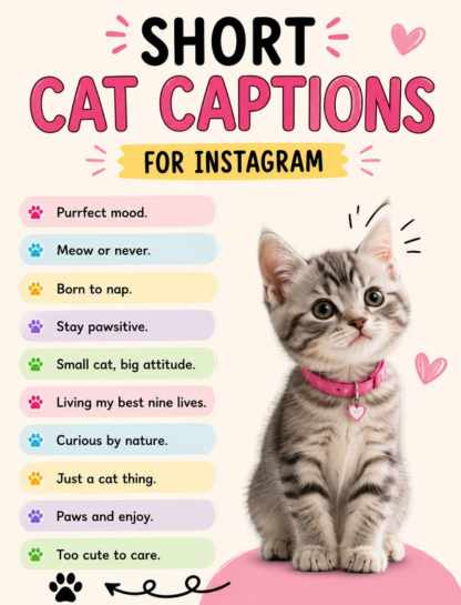 Short Cat Captions for Instagram