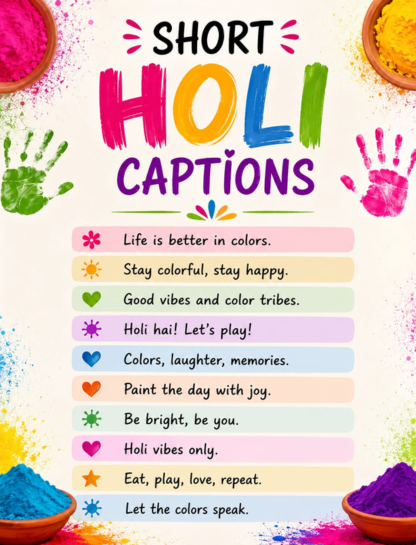 Short Holi Captions for Instagram