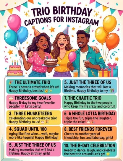Trio Birthday Captions for Instagram