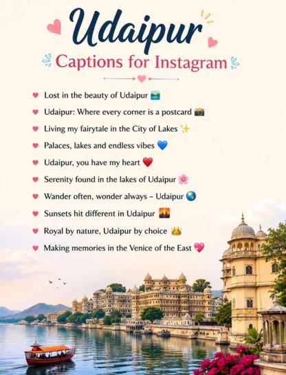 Udaipur Captions For Instagram with Emoji 🏰📸