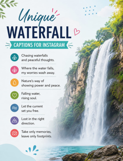Unique waterfall captions for Instagram in English