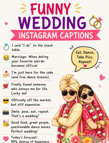 Wedding Instagram captions funny