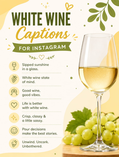 White Wine Captions for Instagram 🍾🤍