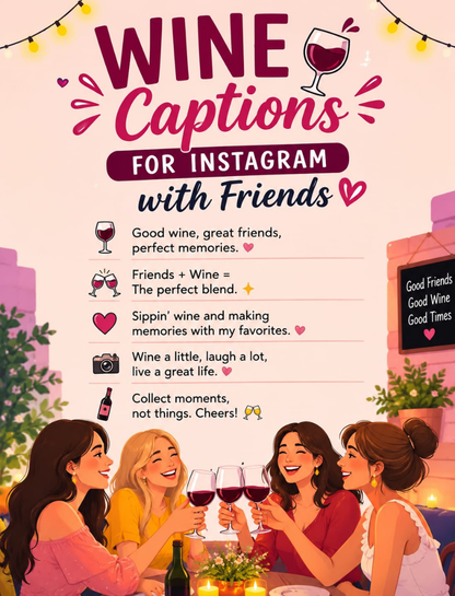 Wine Captions for Instagram with Friends 🥂👯‍♀️