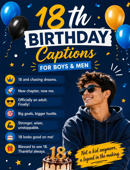 👑 18th Birthday Captions for Boys & Men 😎