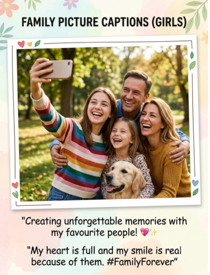 👨‍👩‍👧‍👦 Family Picture Captions for Girls