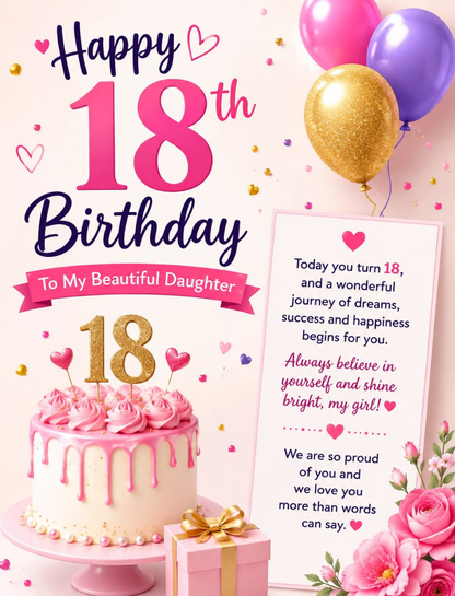 💌 18th Birthday Wishes & Captions for Friends & Daughter 🌷