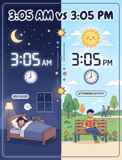 3:05 AM vs. 3:05 PM