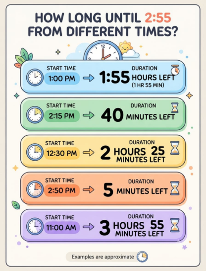 How Long Until 2:55 From Different Times?