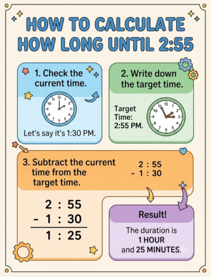 How to Calculate How Long Until 2:55