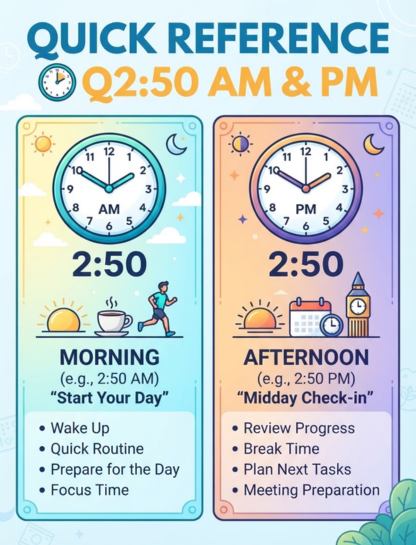 Quick Reference for 2:50 AM and PM