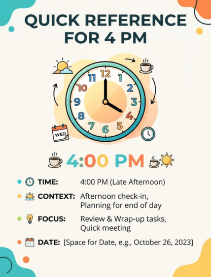 Quick Reference for 4 PM