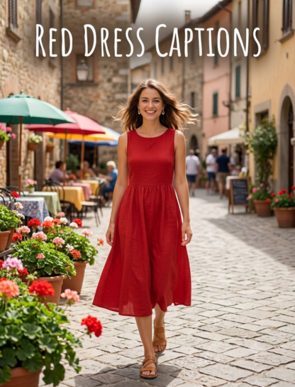 Red Dress Caption