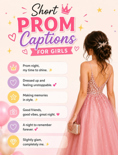 Short Prom Captions for Instagram for Girls 💃