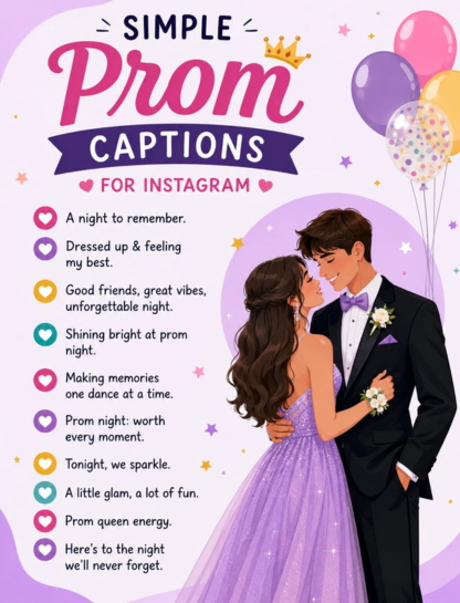 Simple Prom Captions for Instagram ✨