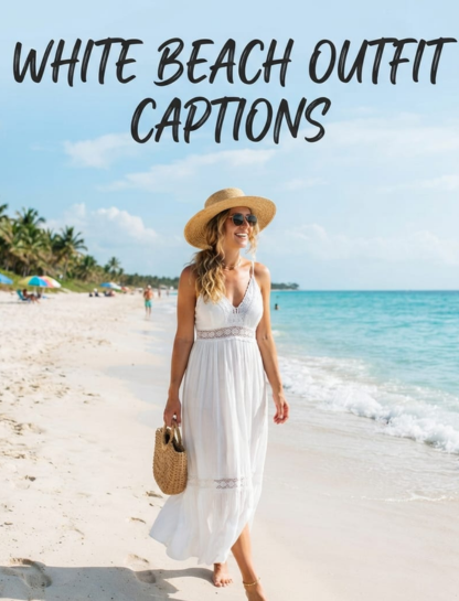 White Beach Outfit Captions