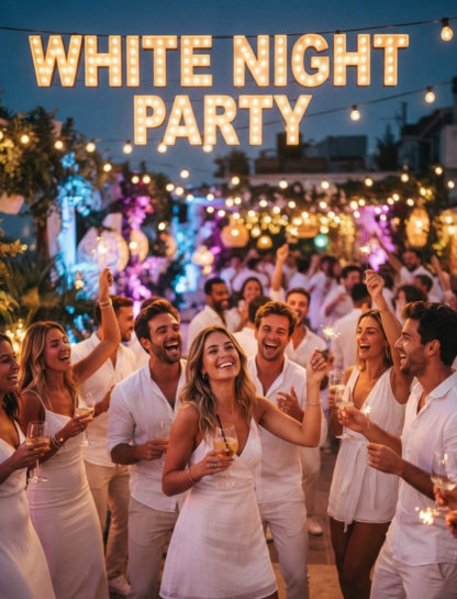 White Night Party Captions