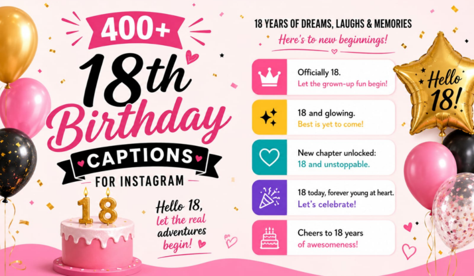400+ 18th Birthday Captions for Instagram 🎂 | Unique, Fun & Trendy Ideas (2026)